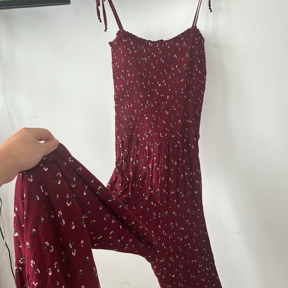 Maroon jump suite